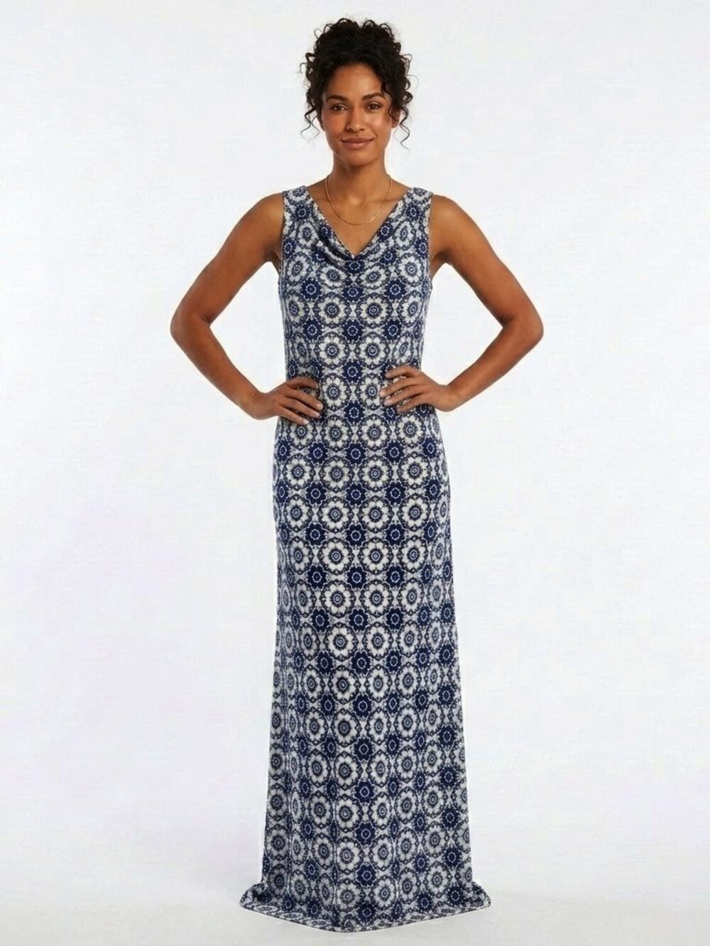 Joe Fresh Geometric Print Cowl Neck/Racer Back Maxi- Sz. XS